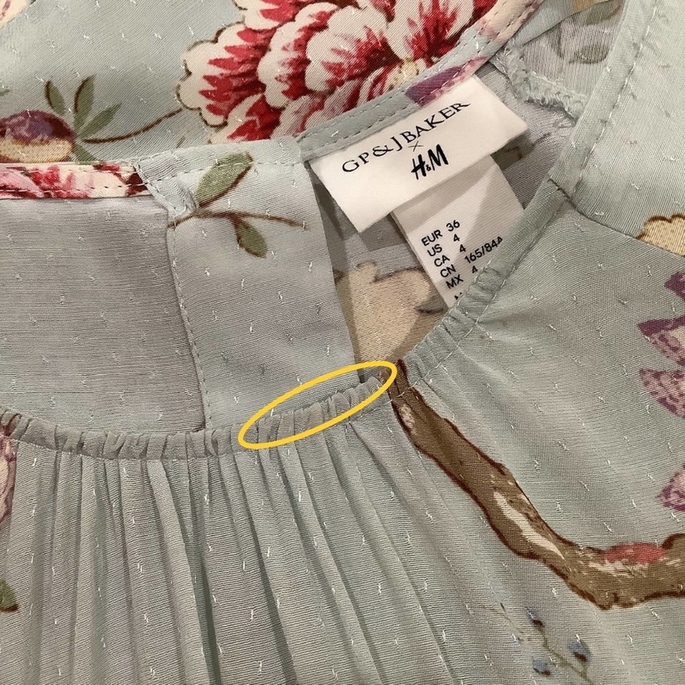 GP&J Baker X H&M Floral Bird Print Boxy Viscose Shift Dress Raglan Half Sleeve - Picture 14 of 16